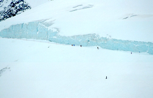 Skiing on a glacier